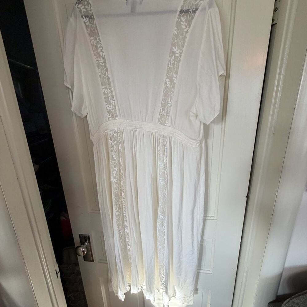 Torrid White Lace & Embroidered Short Sleeve Kimono Maxi Swim Cover Up - Picture 5 of 5